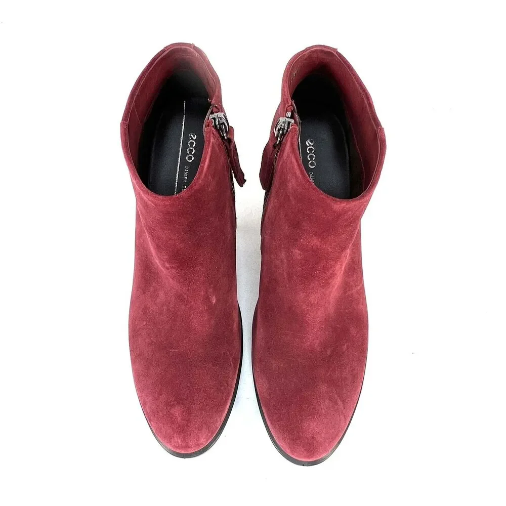 ECCO Women's Shape Western Ankle Boot Hydromax Fashion Syrah Suede EU40 US9-9.5